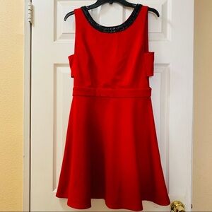 XOXO Semi flare A-line dress w/ black bead accent